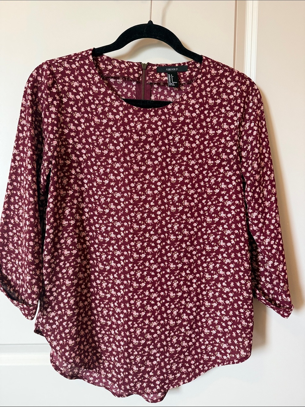 Forever 21 Burgundy Floral Blouse